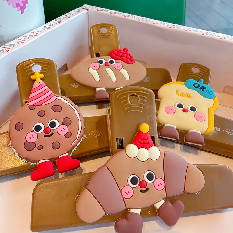 Creative Cute Cartoon Food-Shaped Binder Clips – Adorable Bakery Themed Paper Clamps for Kids, Soft Cookie Croissant Toast File Folder Clips for School and Office